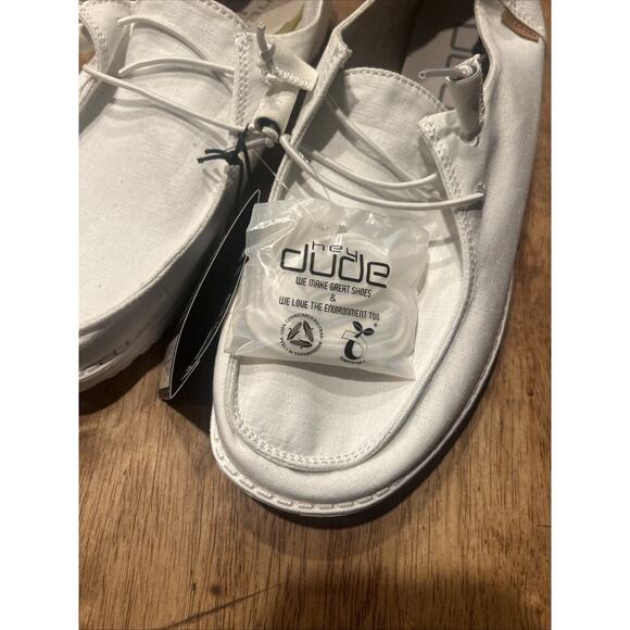 Hey Dude Wendy Chambray White Slip on Shoes Casual Women Size 10 NWT - Picture 2 of 7